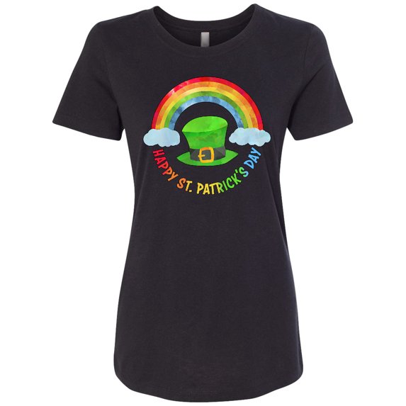 Inktastic Happy St. Patrick's Day Rainbow and Hat Women's T-Shirt