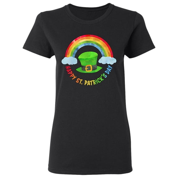 Inktastic Happy St. Patrick's Day Rainbow and Hat Women's T-Shirt