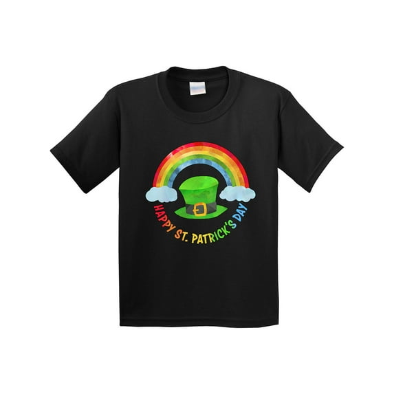 Inktastic Happy St. Patrick's Day Rainbow and Hat Youth T-Shirt