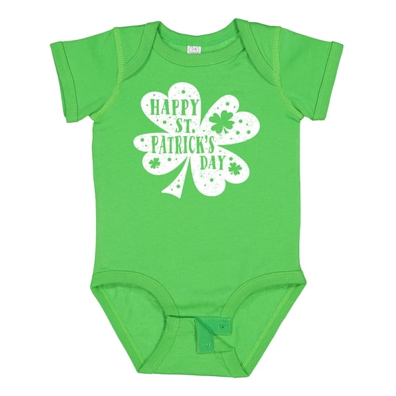 Inktastic Happy St. Patrick's Day Shamrock Silhouette in White Boys or Girls Baby Bodysuit