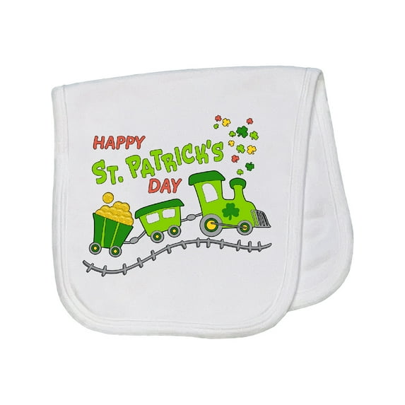 Inktastic Happy St. Patrick's Day Shamrock Train Baby Burp Cloth