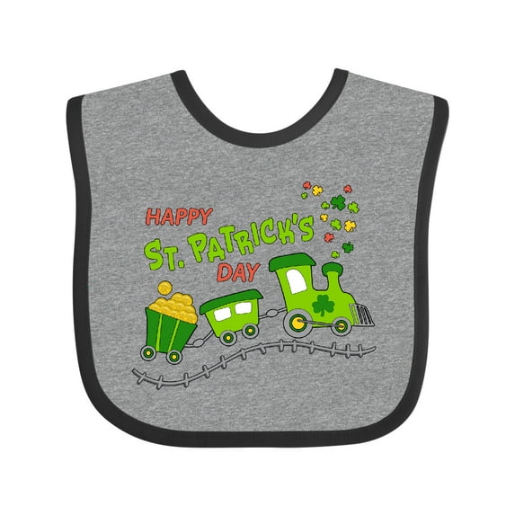 Inktastic Happy St. Patrick's Day Shamrock Train Boys or Girls Baby Bib