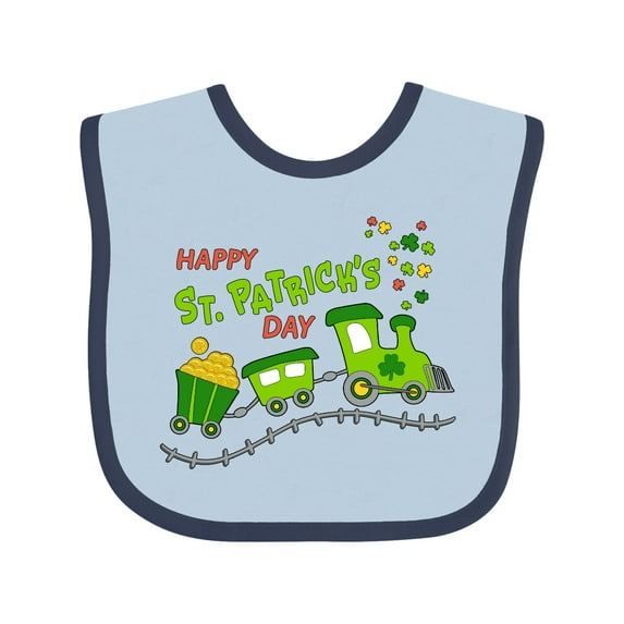 Inktastic Happy St. Patrick's Day Shamrock Train Boys or Girls Baby Bib