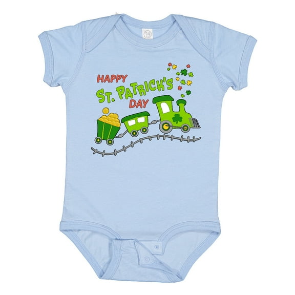 Inktastic Happy St. Patrick's Day Shamrock Train Boys or Girls Baby Bodysuit