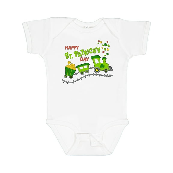 Inktastic Happy St. Patrick's Day Shamrock Train Boys or Girls Baby Bodysuit