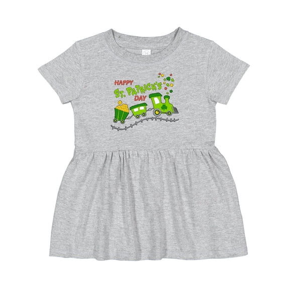 Inktastic Happy St. Patrick's Day Shamrock Train Girls Baby Dress