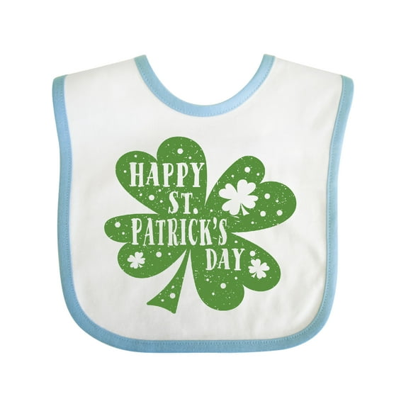 Inktastic Happy St. Patrick's Day Shamrock in Green Boys or Girls Baby Bib