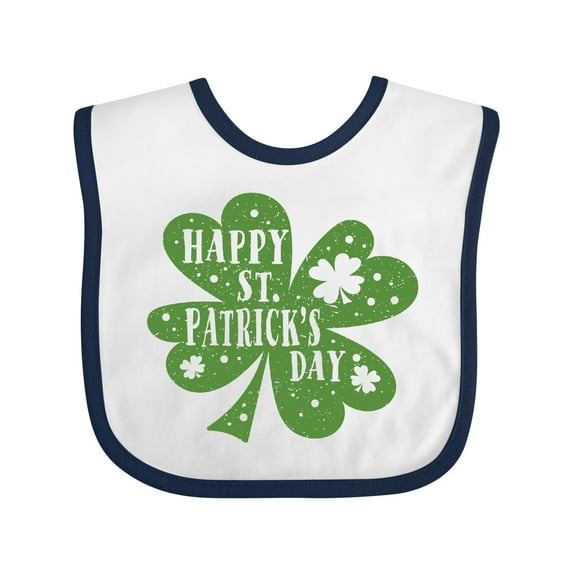 Inktastic Happy St. Patrick's Day Shamrock in Green Boys or Girls Baby Bib