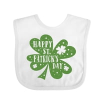Inktastic Happy St. Patrick's Day Shamrock in Green Boys or Girls Baby Bib