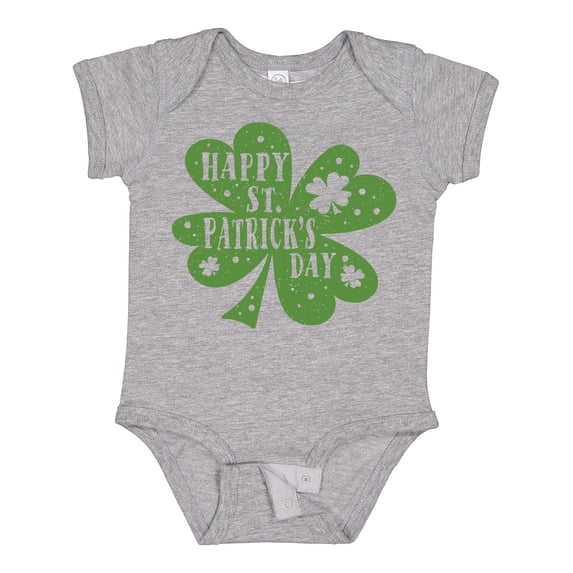 Inktastic Happy St. Patrick's Day Shamrock in Green Boys or Girls Baby Bodysuit