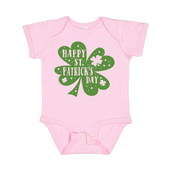 Inktastic Happy St. Patrick's Day Shamrock in Green Boys or Girls Baby Bodysuit
