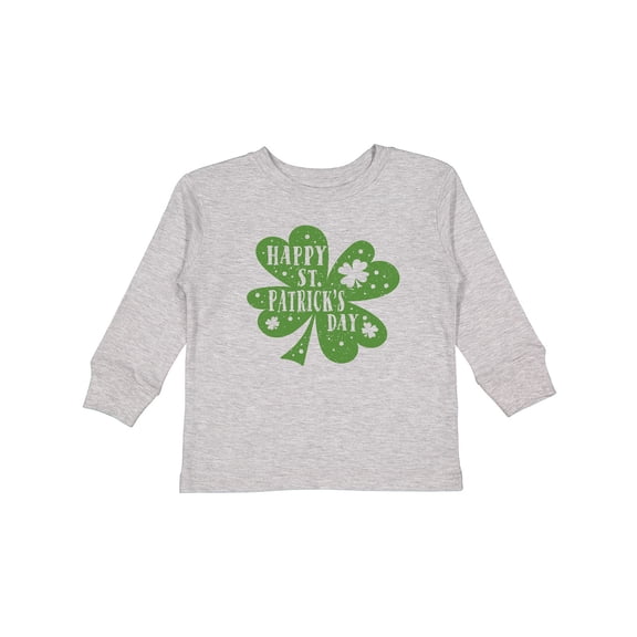 Inktastic Happy St. Patrick's Day Shamrock in Green Boys or Girls Long Sleeve Toddler T-Shirt