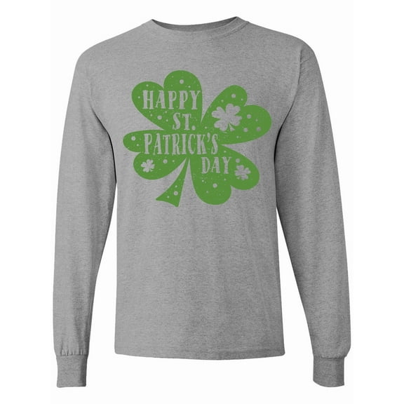 Inktastic Happy St. Patrick's Day Shamrock in Green Long Sleeve T-Shirt