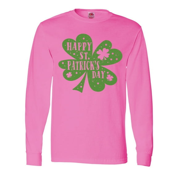 Inktastic Happy St. Patrick's Day Shamrock in Green Long Sleeve T-Shirt