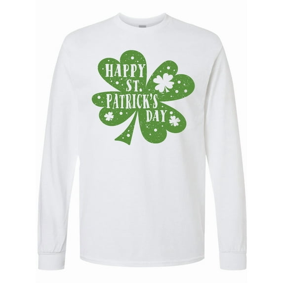 Inktastic Happy St. Patrick's Day Shamrock in Green Long Sleeve T-Shirt