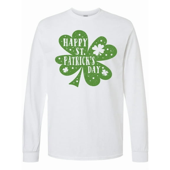 Inktastic Happy St. Patrick's Day Shamrock in Green Long Sleeve T-Shirt
