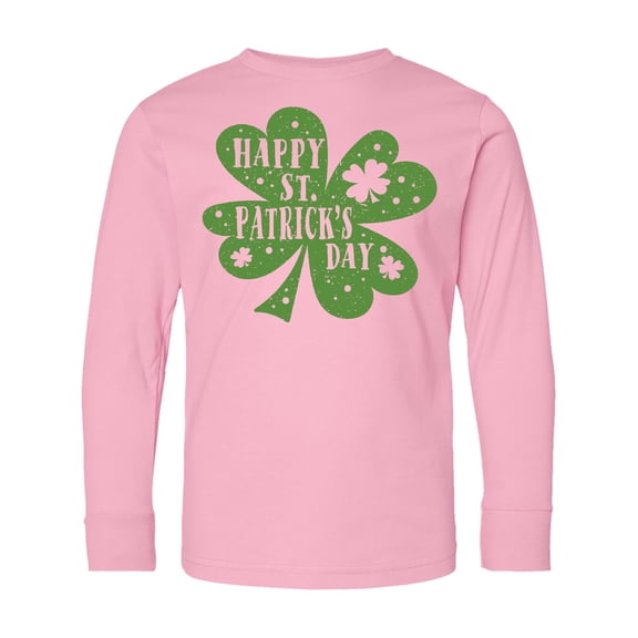 Inktastic Happy St. Patrick's Day Shamrock in Green Long Sleeve Youth T-Shirt
