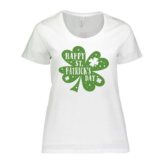 Inktastic Happy St. Patrick's Day Shamrock in Green Women's Plus Size T-Shirt