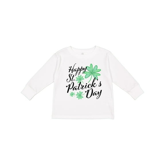 Inktastic Happy St. Patrick's Day- four leaf clovers Boys or Girls Long Sleeve Toddler T-Shirt