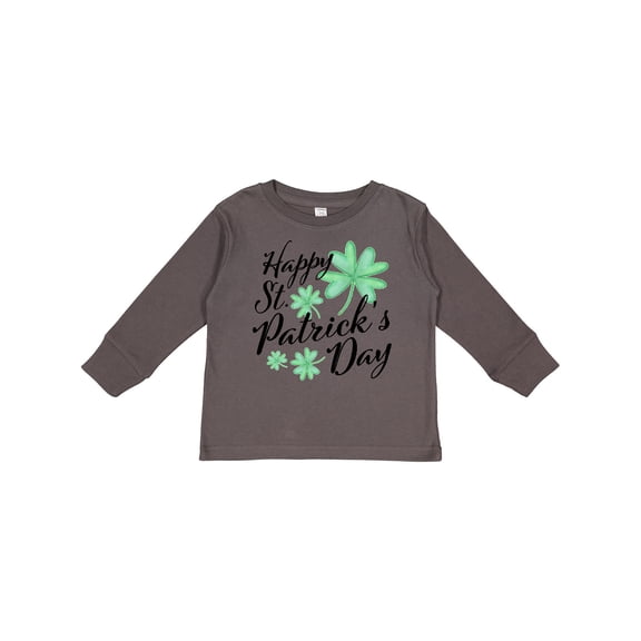 Inktastic Happy St. Patrick's Day- four leaf clovers Boys or Girls Long Sleeve Toddler T-Shirt