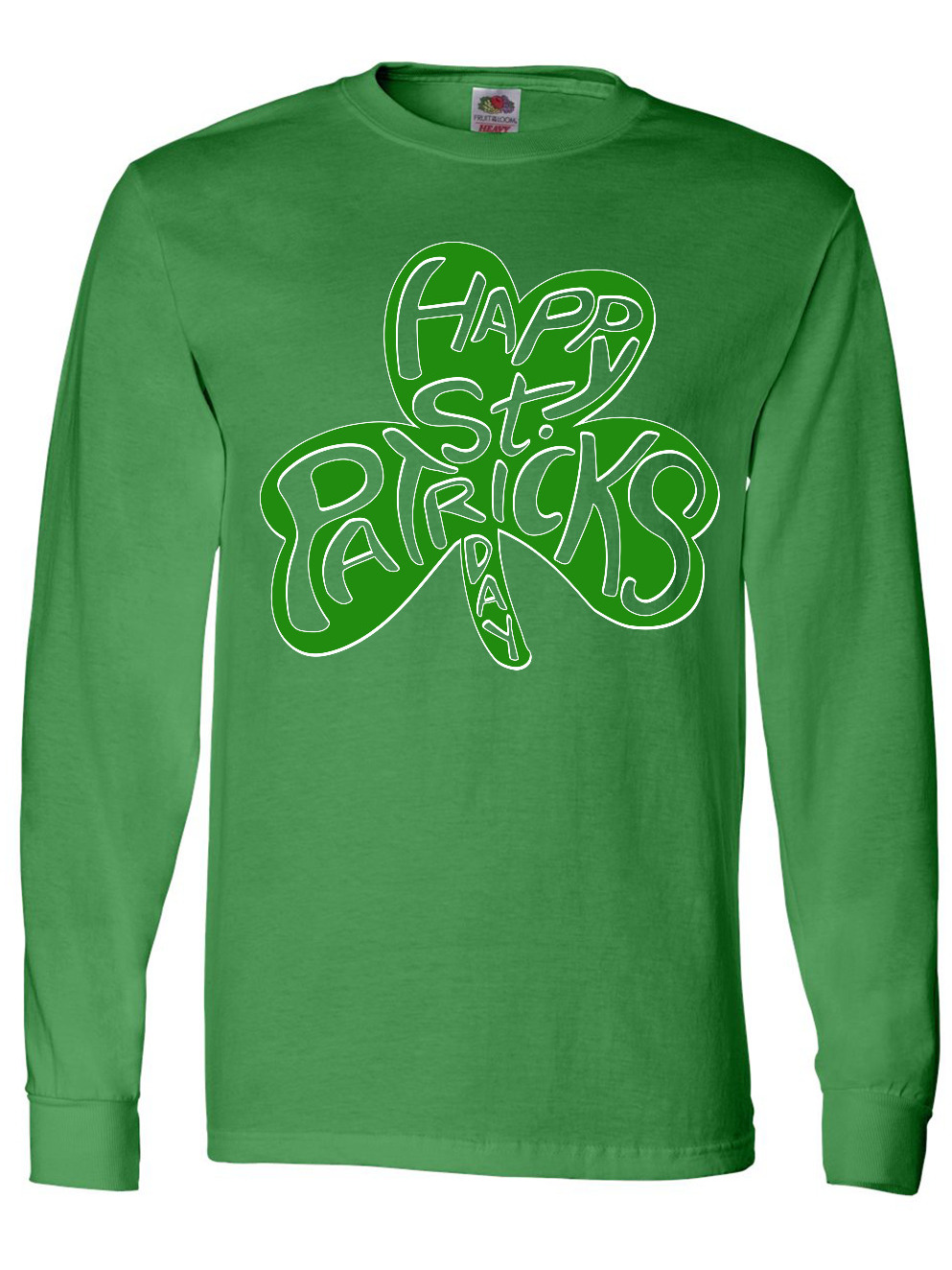 Inktastic Happy St. Patrick's Day- green shamrock cutout Long Sleeve T-Shirt - image 1 of 4