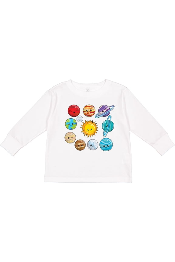 Happy Sun Moon and Planets Boys or Girls Long Sleeve Toddler T-Shirt