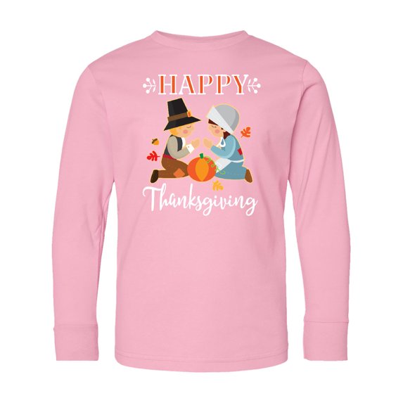 Inktastic Happy Thanksgiving Christian Pilgrims Holiday Long Sleeve Youth T-Shirt