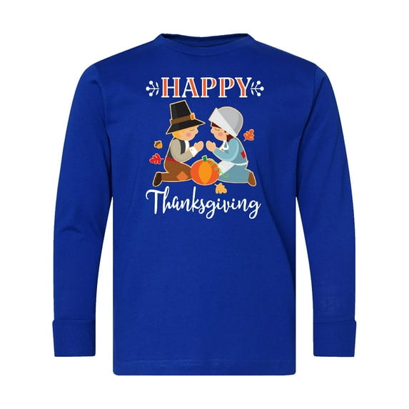 Inktastic Happy Thanksgiving Christian Pilgrims Holiday Long Sleeve Youth T-Shirt