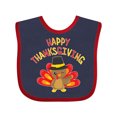 thumbnail image 1 of Inktastic Happy Thanksgiving Cute Turkey in Pilgrim Hat Boys or Girls Baby Bib, 1 of 4