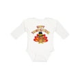 thumbnail image 1 of Inktastic Happy Thanksgiving Cute Turkey in Pilgrim Hat Boys or Girls Long Sleeve Baby Bodysuit, 1 of 5