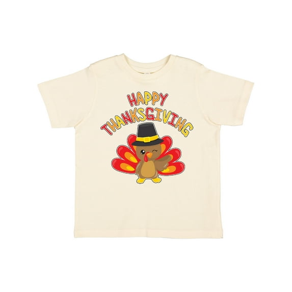 Inktastic Happy Thanksgiving Cute Turkey in Pilgrim Hat Boys or Girls Toddler T-Shirt