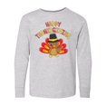 thumbnail image 1 of Inktastic Happy Thanksgiving Cute Turkey in Pilgrim Hat Long Sleeve Youth T-Shirt, 1 of 5