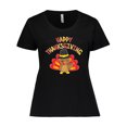 thumbnail image 1 of Inktastic Happy Thanksgiving Cute Turkey in Pilgrim Hat Women's Plus Size T-Shirt, 1 of 5