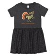 thumbnail image 1 of Inktastic Happy Thanksgiving Dinosaur Girls Toddler Dress, 1 of 5