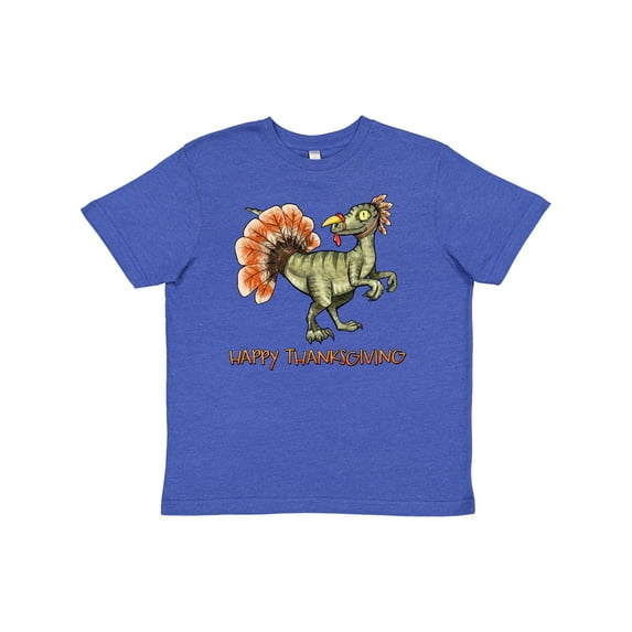 Inktastic Happy Thanksgiving Dinosaur Youth T-Shirt