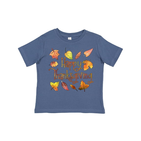 Inktastic Happy Thanksgiving Fall Leaves in Autumn Colors Boys or Girls Toddler T-Shirt