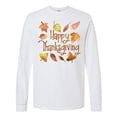 thumbnail image 1 of Inktastic Happy Thanksgiving Fall Leaves in Autumn Colors Long Sleeve T-Shirt, 1 of 5