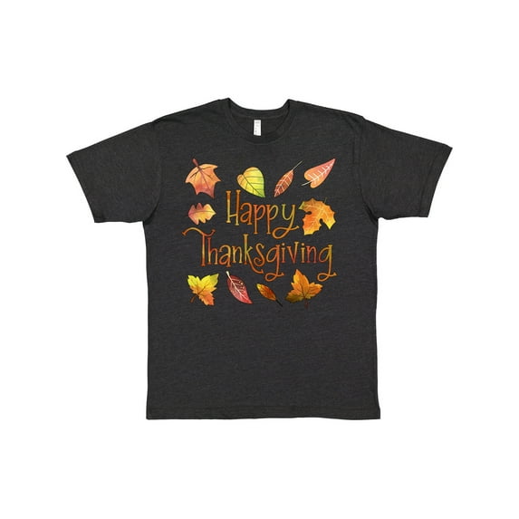 Inktastic Happy Thanksgiving Fall Leaves in Autumn Colors T-Shirt