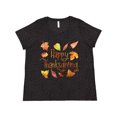 thumbnail image 1 of Inktastic Happy Thanksgiving Fall Leaves in Autumn Colors Women's Plus Size T-Shirt, 1 of 5
