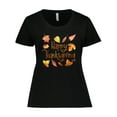 thumbnail image 1 of Inktastic Happy Thanksgiving Fall Leaves in Autumn Colors Women's Plus Size T-Shirt, 1 of 5