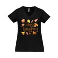 thumbnail image 1 of Inktastic Happy Thanksgiving Fall Leaves in Autumn Colors Women's Plus Size V-Neck T-Shirt, 1 of 5