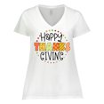 thumbnail image 1 of Inktastic Happy Thanksgiving Fun Autumn Patterns Women's Plus Size V-Neck T-Shirt, 1 of 5