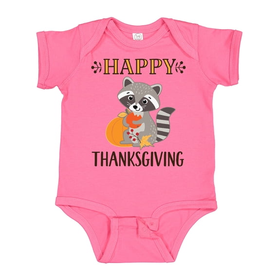 Inktastic Happy Thanksgiving Holiday Raccoon Boys or Girls Baby Bodysuit