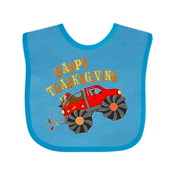 Inktastic Happy Thanksgiving Monster Truck with Turkey and Food Boys or Girls Baby Bib