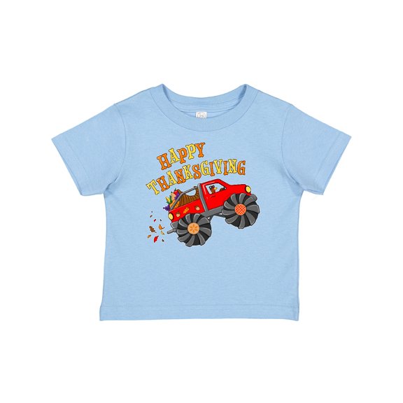 Inktastic Happy Thanksgiving Monster Truck with Turkey and Food Boys or Girls Baby T-Shirt