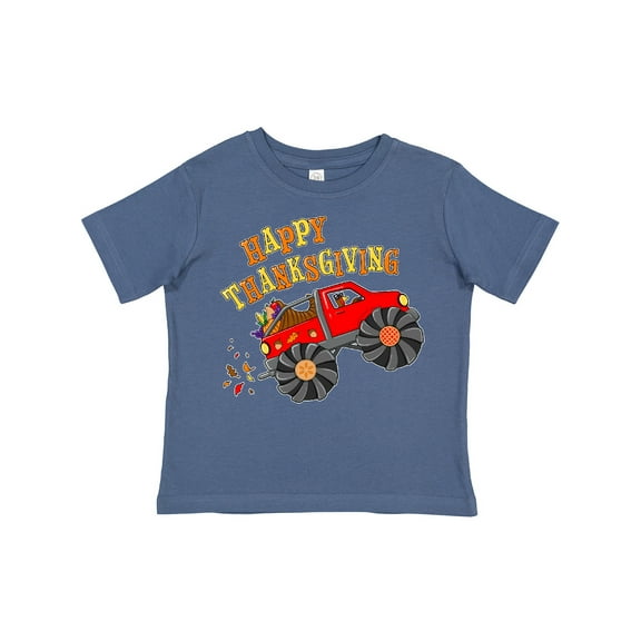 Inktastic Happy Thanksgiving Monster Truck with Turkey and Food Boys or Girls Toddler T-Shirt