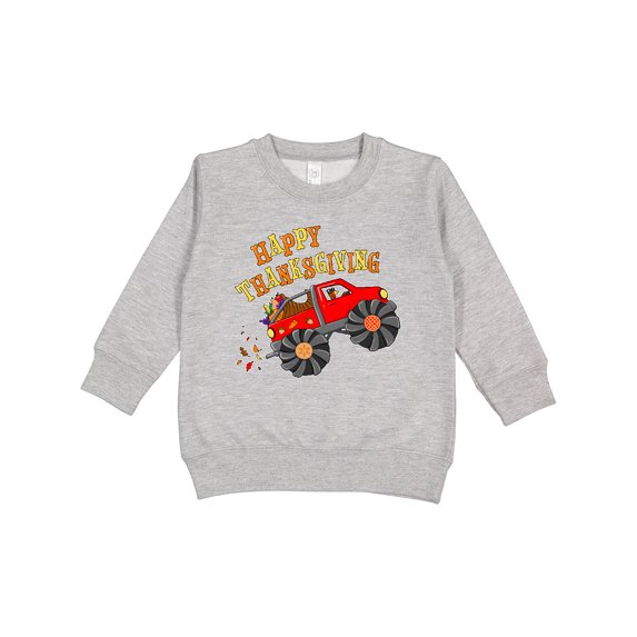 Inktastic Happy Thanksgiving Monster Truck with Turkey and Food Toddler Sweatshirt
