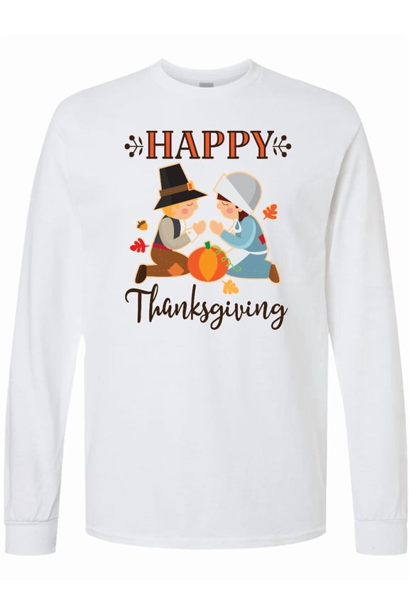 Happy Thanksgiving Pilgrim Prayer Blessing Religious Long Sleeve T-Shirt