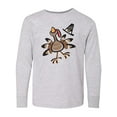 thumbnail image 1 of Inktastic Happy Thanksgiving Turkey Long Sleeve Youth T-Shirt, 1 of 5