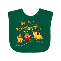 Inktastic Happy Thanksgiving Turkey Train with Food Boys or Girls Baby Bib